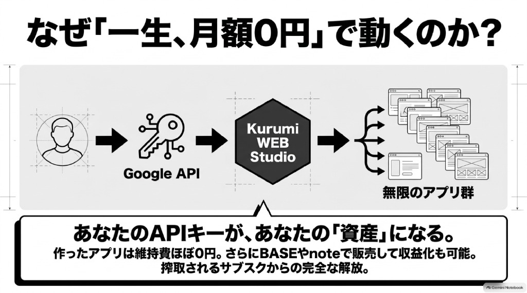 なぜ一生、月額0円で動くのか？あなたのAPIキーが資産になる