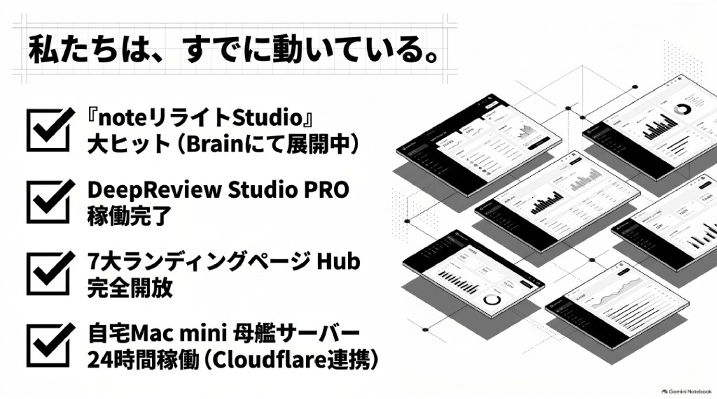 私たちは、すでに動いている。4大稼働実績